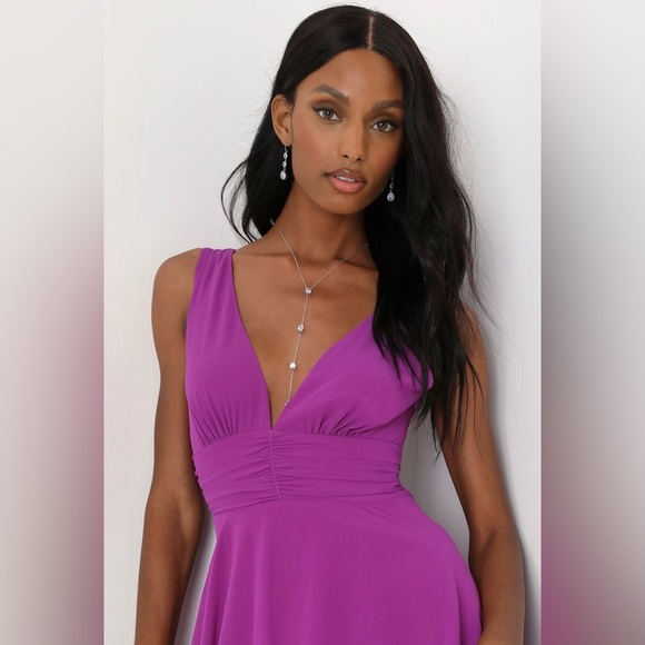 Lulus Purple Tiered Midi Dress Small Sleeveless Ruffle Party - Picture 3 of 12